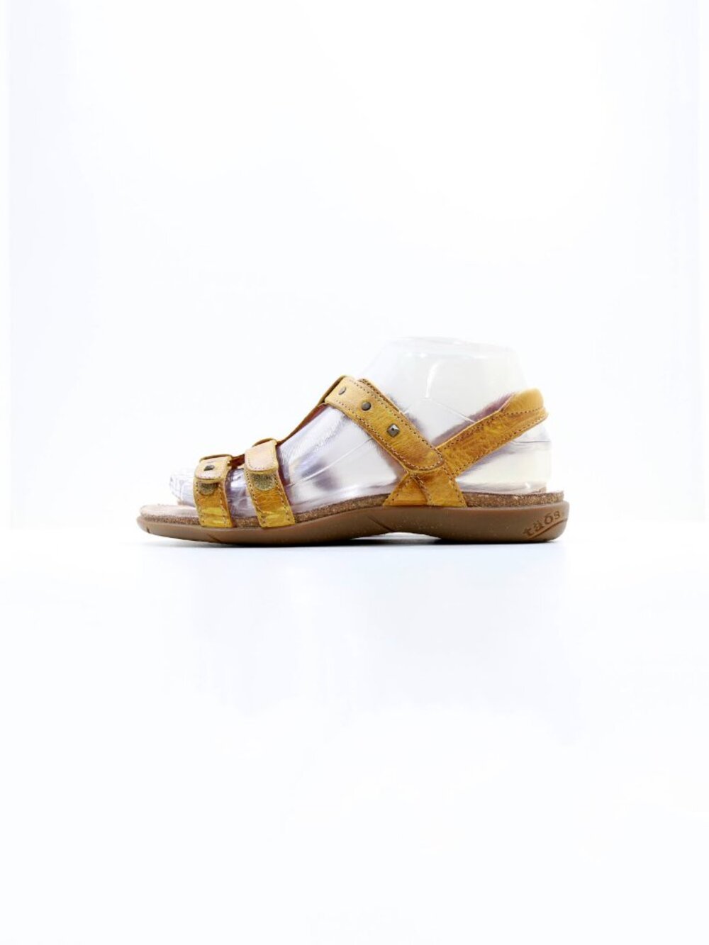 Taos Trophy-2 Mustard Yellow Leather Strappy Flat Adjustable Sandals - 6